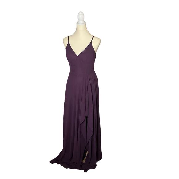 Azazie Stunning Purple V Neck Formal Bridesmaid Prom Dance Dress US Size 4 - Picture 2 of 9